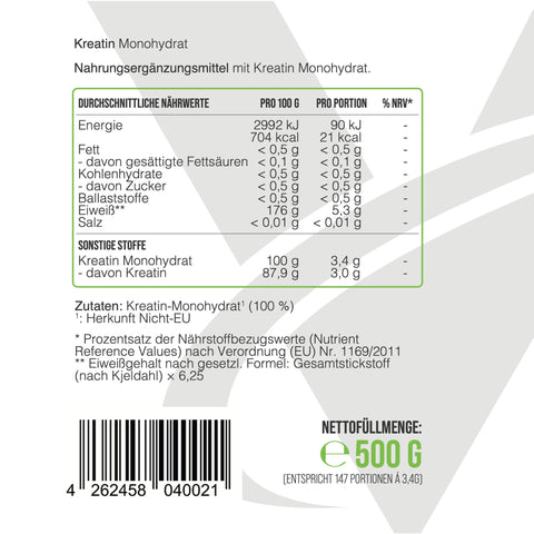 Vitalymp Kreatin Monohydrat (500g)