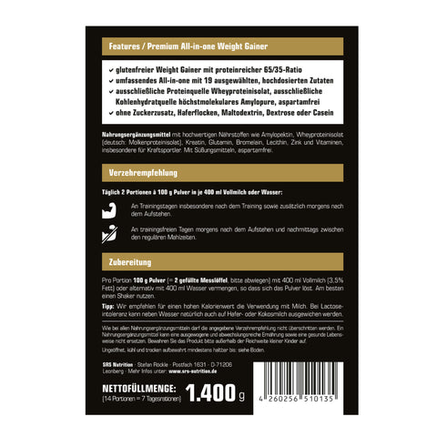 SRS Nutrition Gain Blast (1400g)
