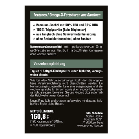 SRS Nutrition Omega 3 (120 Kapseln)