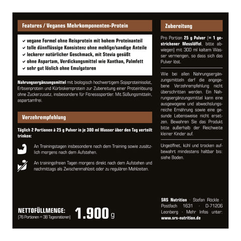 SRS Nutrition Vegan Protein (1900g)